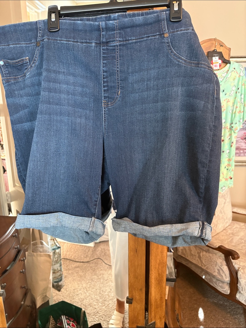Liverpool Dark Indigo Roll-Cuff Jean Shorts